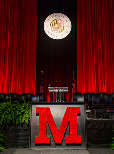 University of Maryland empty commencement stage