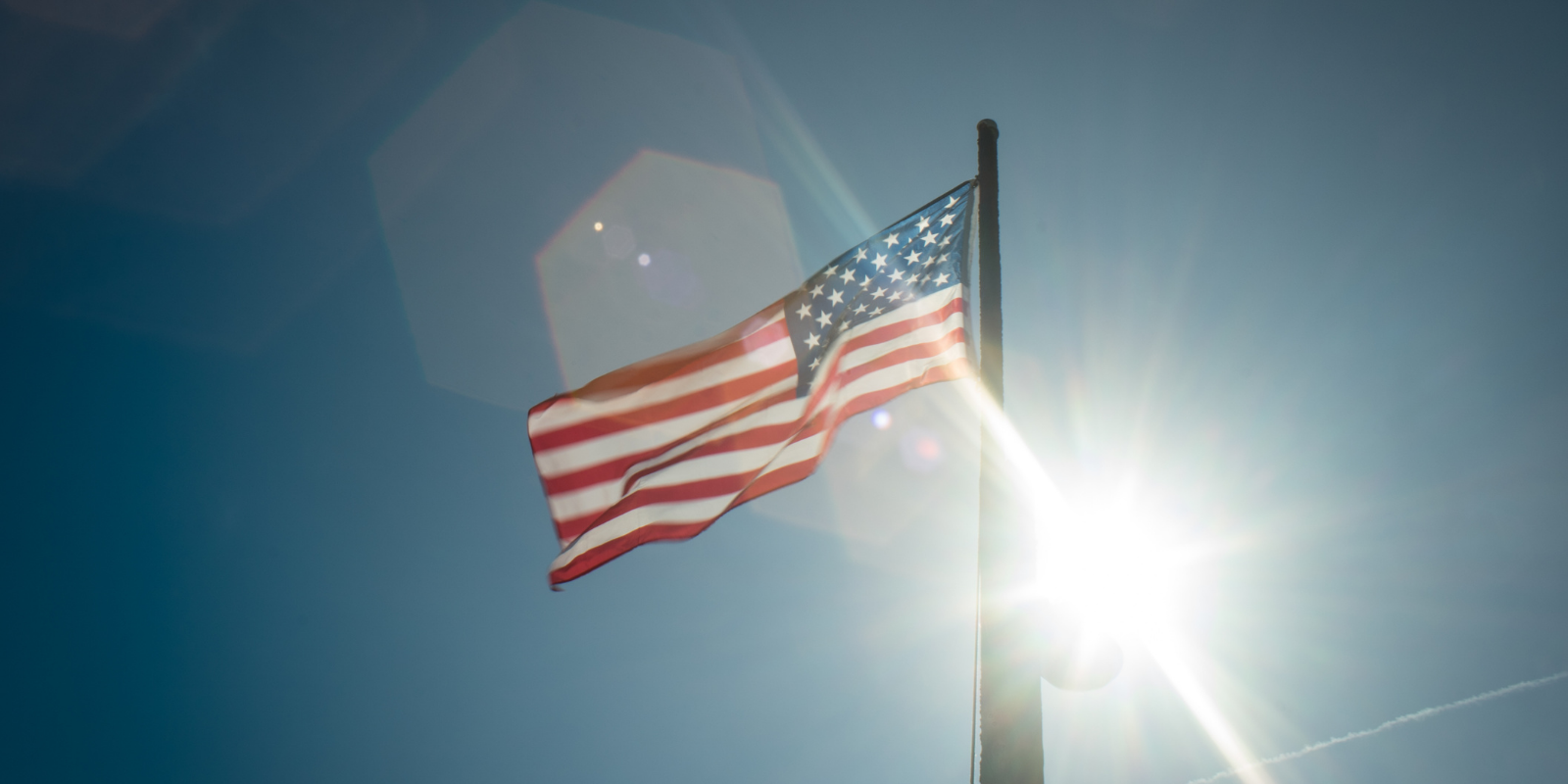 flag in a ray of sunlight
