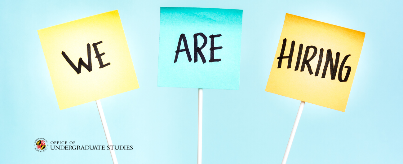 Post-it notes with words We're hiring