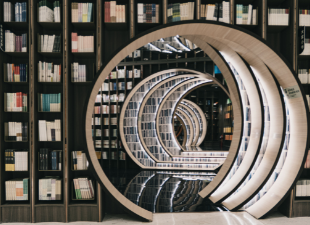 interesting library shelves