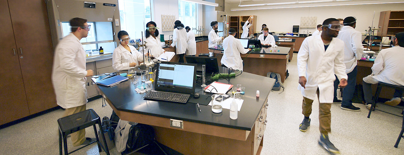 Students in a chemistry lab