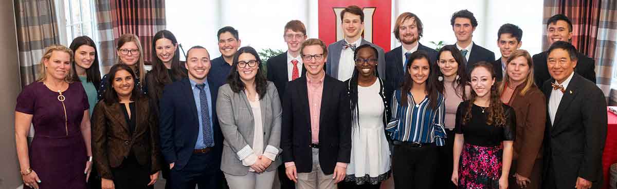 Scholars with Cathy Merrill and President Loh