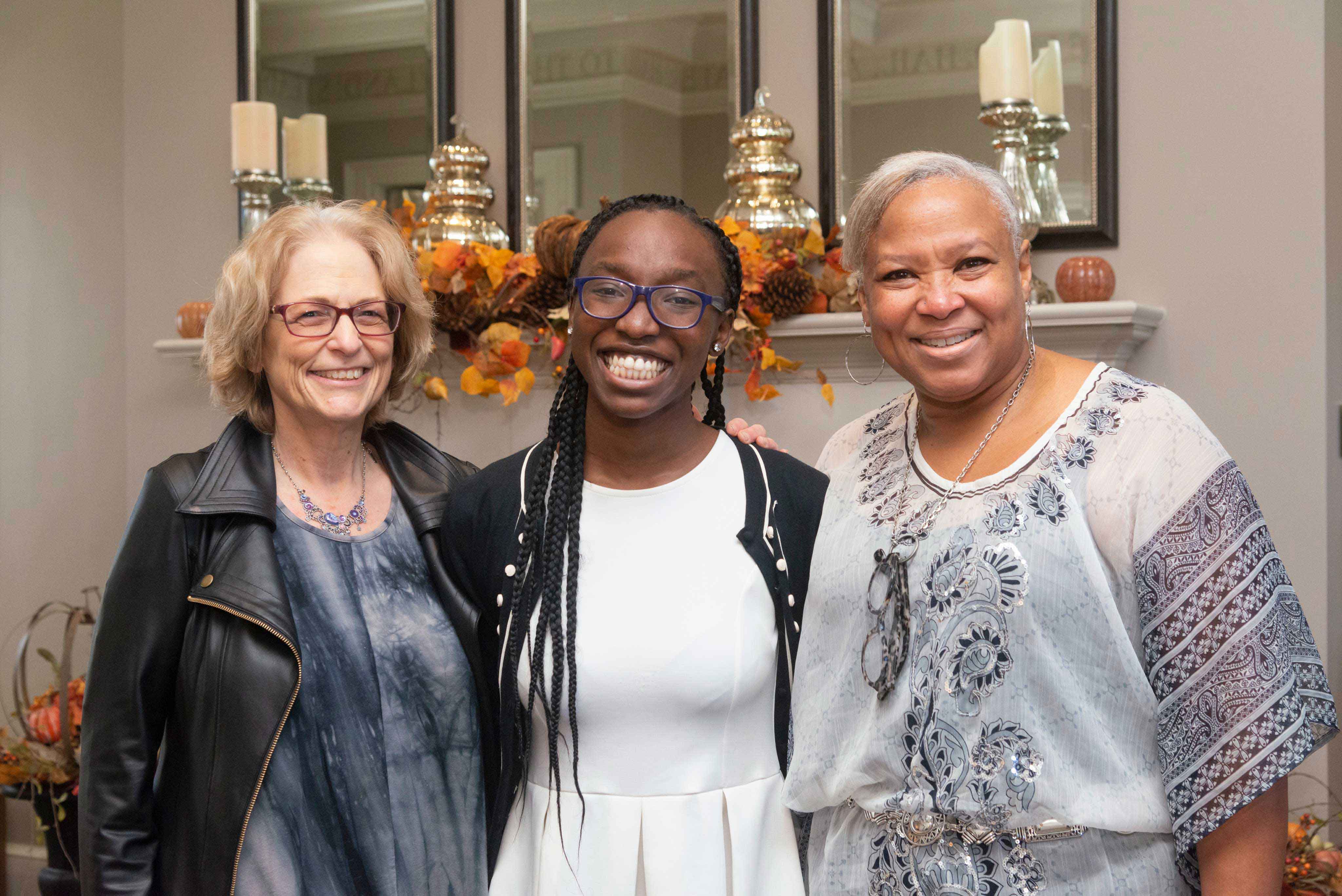 Scholar Manuella Djomaleu with Terri Ravick and Anne Simon