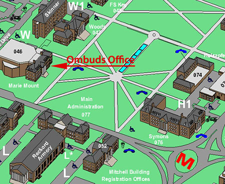 Map showing location of Ombuds Office